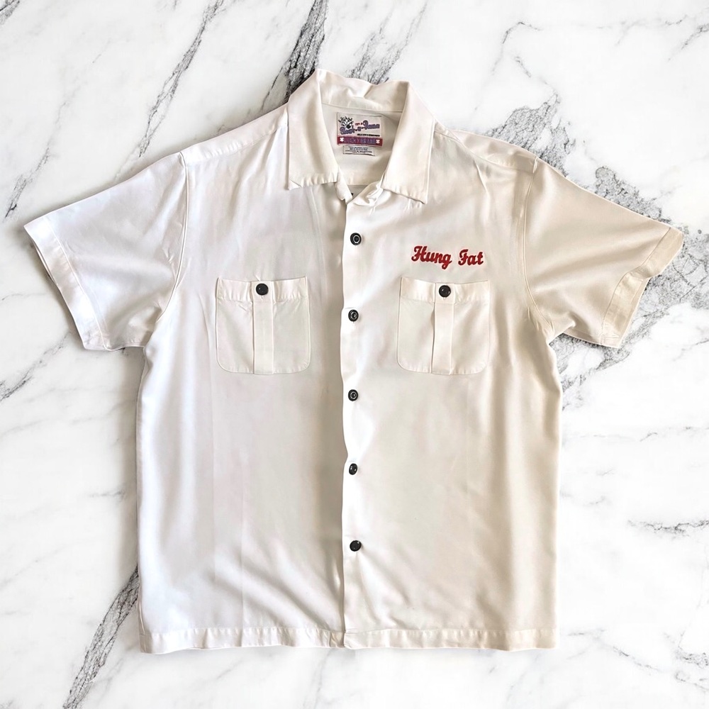 Pre-Loved Lucky Brand “China Bowl Honolulu” Bowling Shirt – Ivory (Size M)